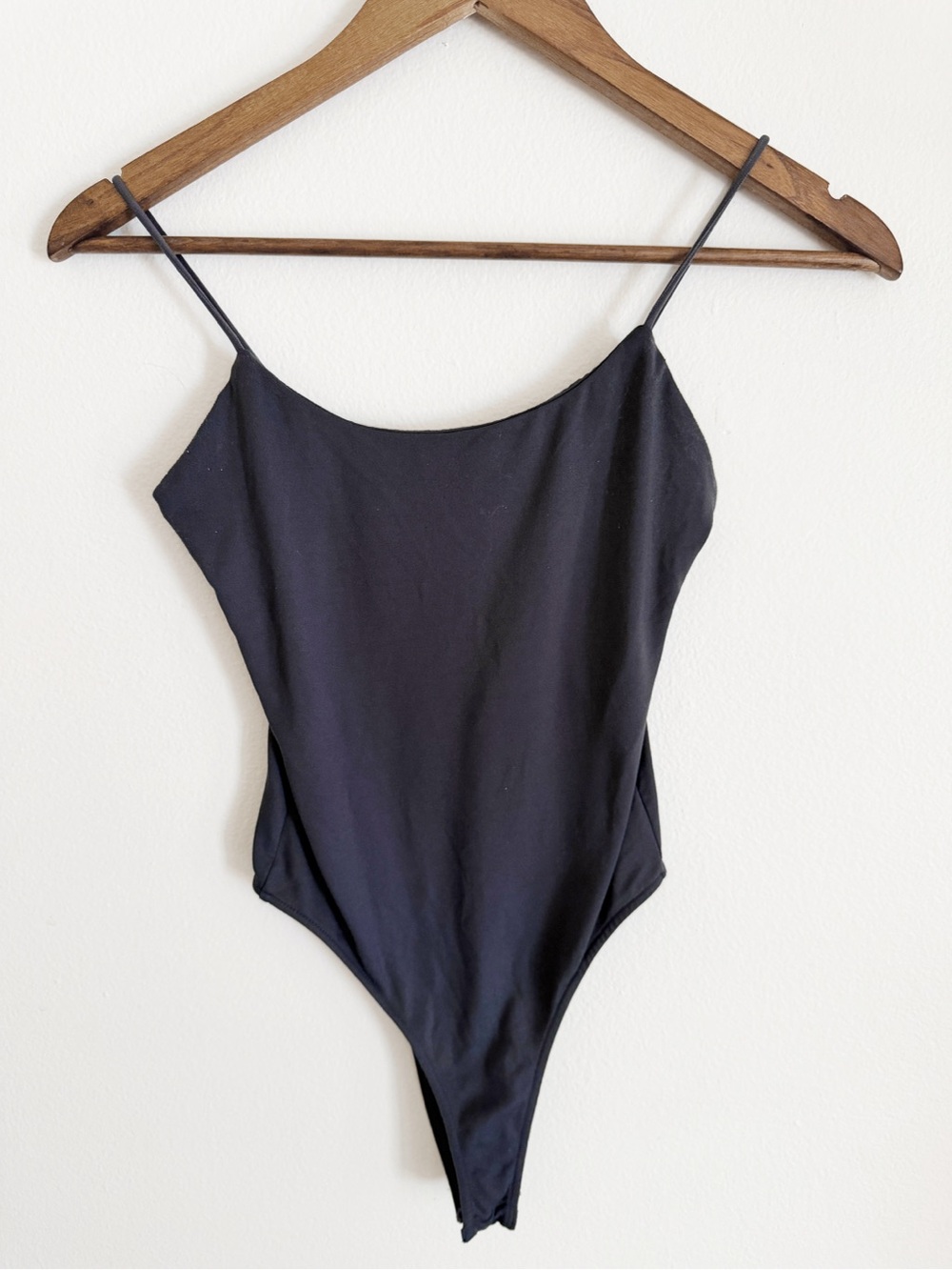 Zara Grey/Black Spaghetti-Strap Bodysuit Small